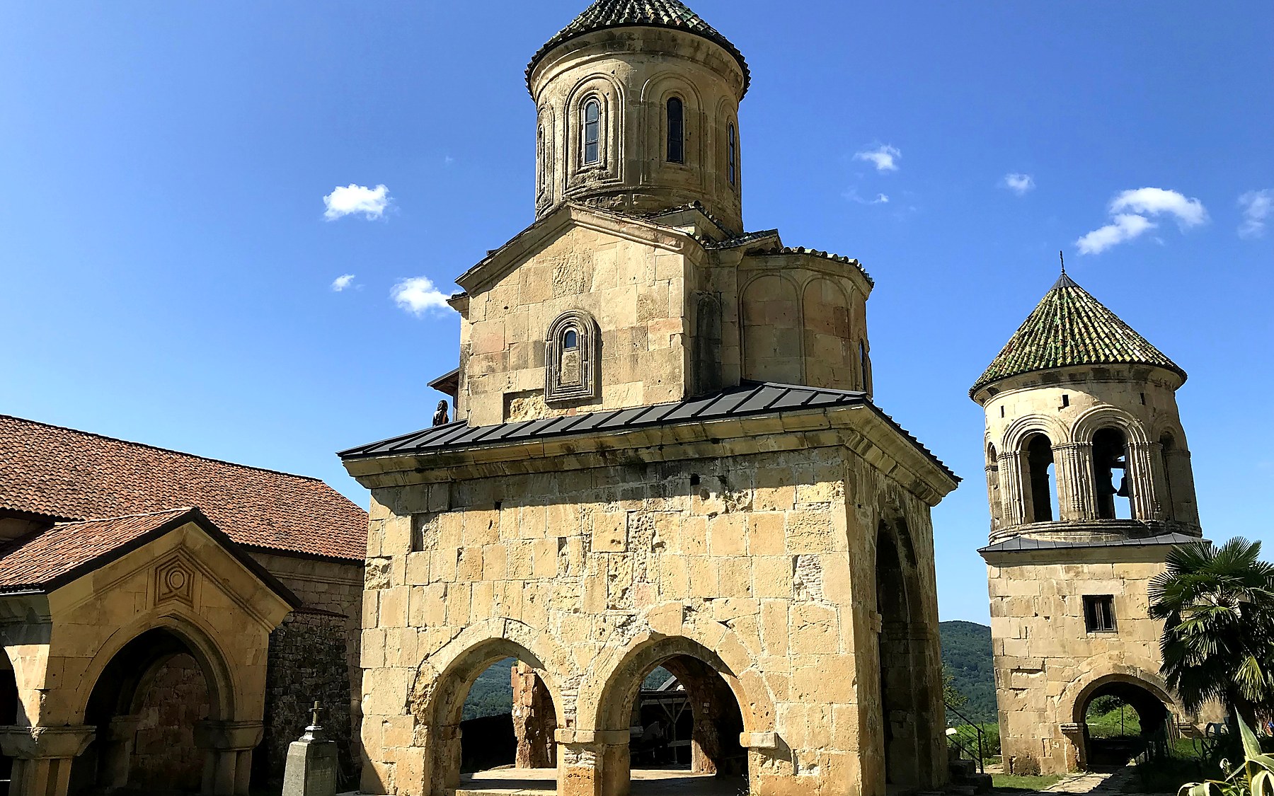 Gelati Monastery complex near Kutaisi with church and bell tower