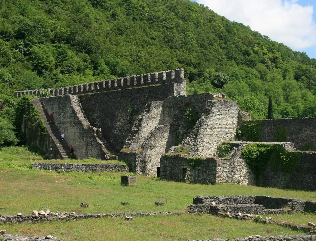 Stone fortress walls of Nokalakevi (Archaeopolis) in western Georgia